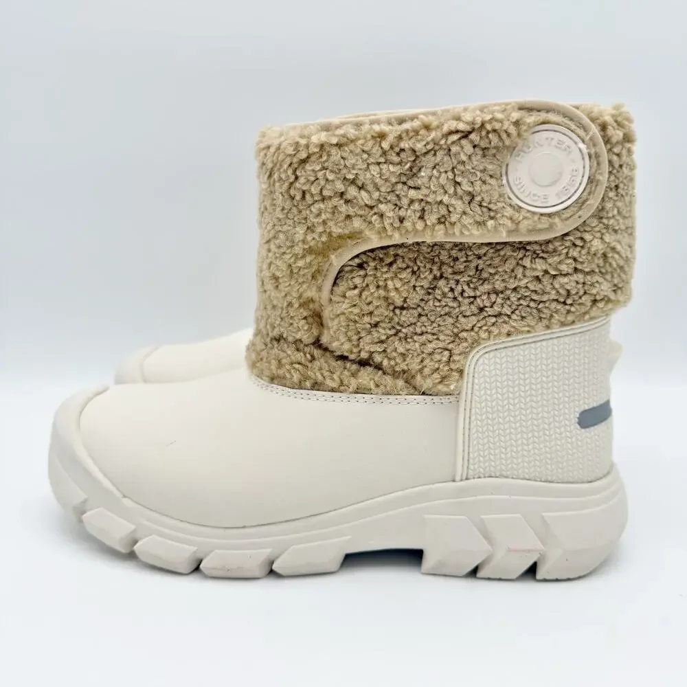 Hunter Kids Intrepid Strap Dtl Boucle Snow Boot US 5 EU 36 White Tan EUC